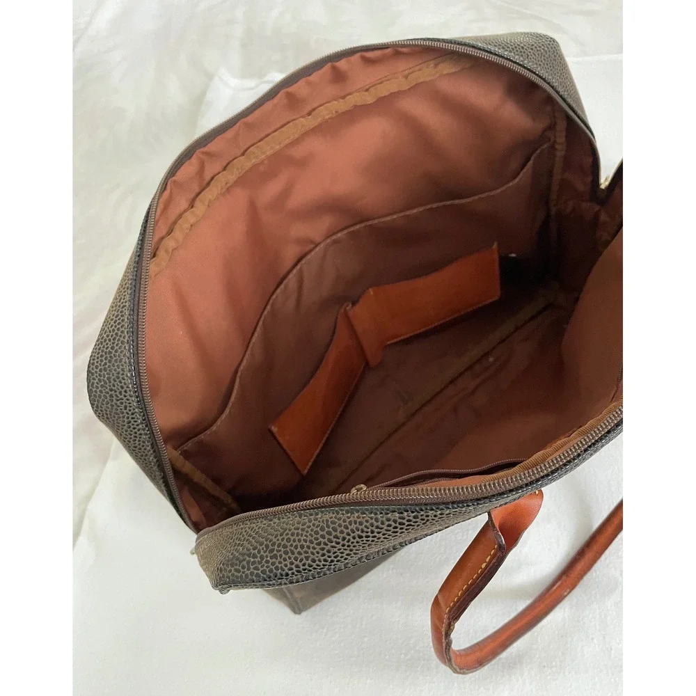 Brics Olive Distressed Flocked Pebble Leather Briefcase Laptop Tote Bag‎ Luxury